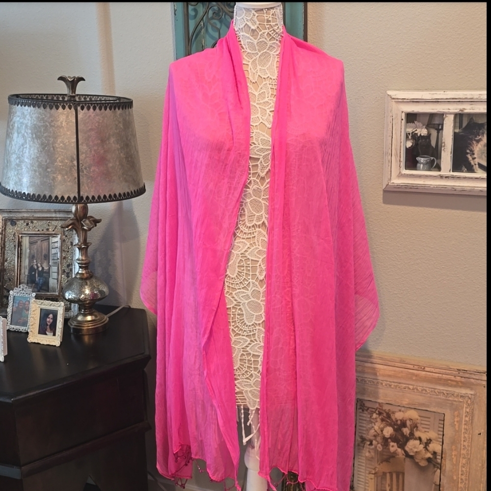 Large pink travel summer scarf/wrap/dupatta/stole